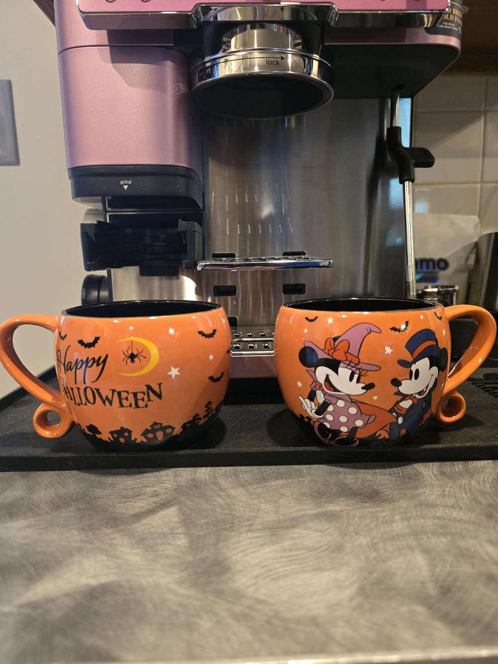 Disney Halloween Orange Mickey & Minnie Ceramic Mugs - Set of 2